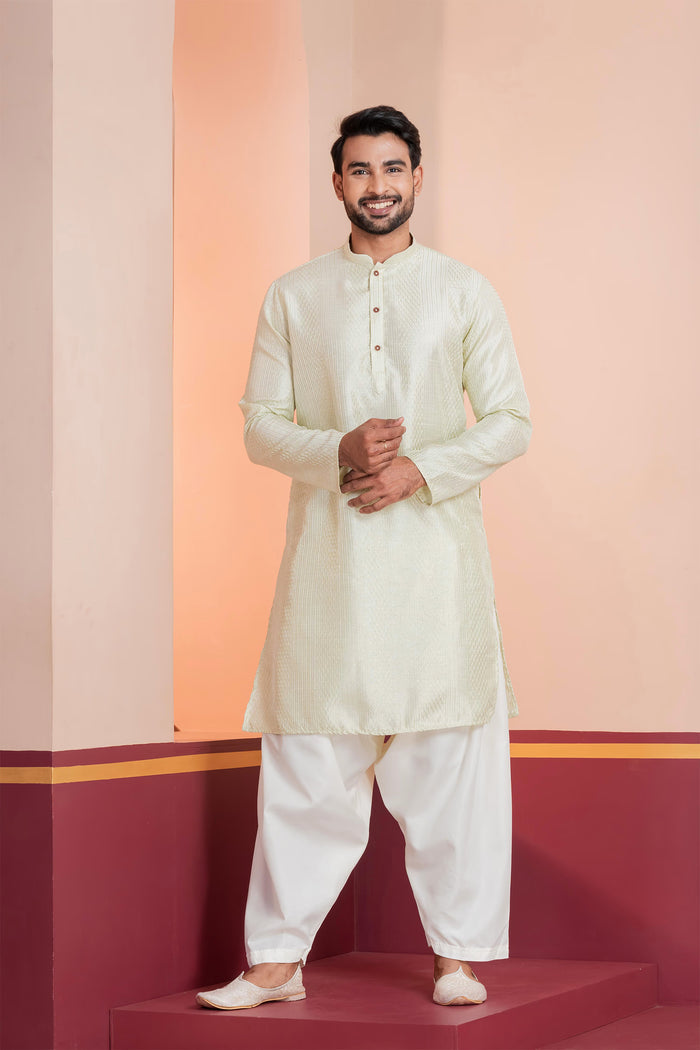 Pale Green Silk Blend Embroidered Patiala Set
