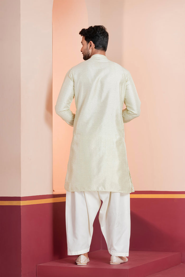 Pale Green Silk Blend Embroidered Patiala Set