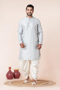 Pale Grey Silk Blend Embroidered Dhoti Set