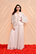 Pale Pink Georgette Floral Indo-Western Set