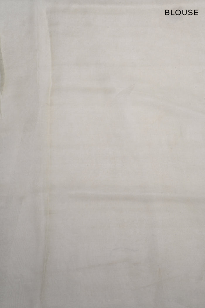 Pale White Foil Printed Organza Saree