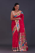 Paprika Red Paithani Saree With Floral Butti'S