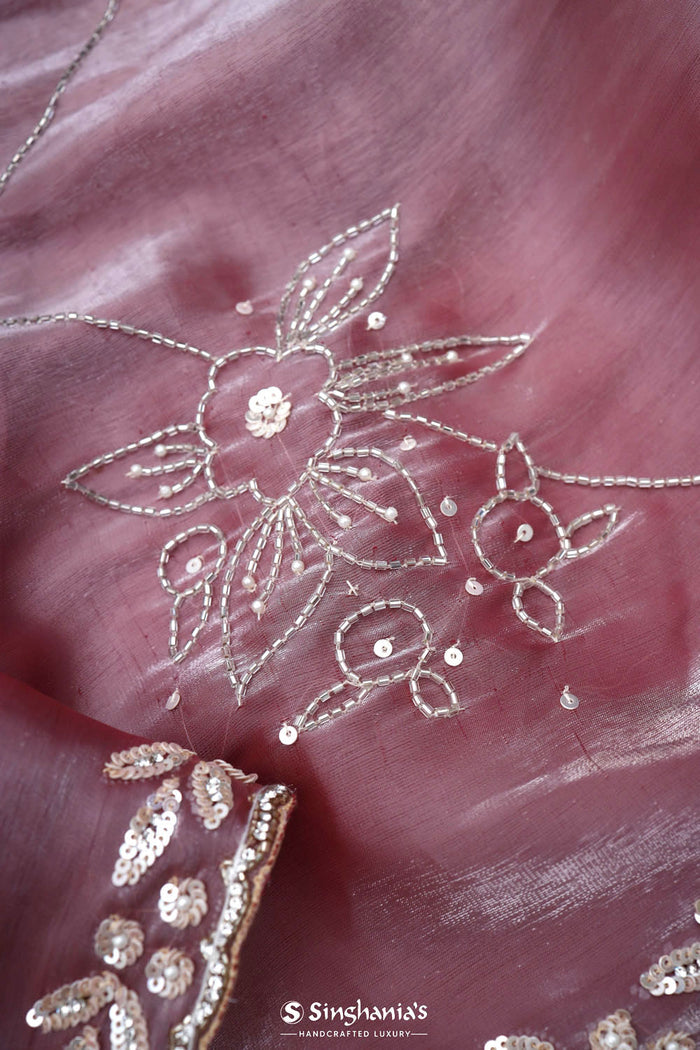 <img> Passion Pink Silk Crafted Saree