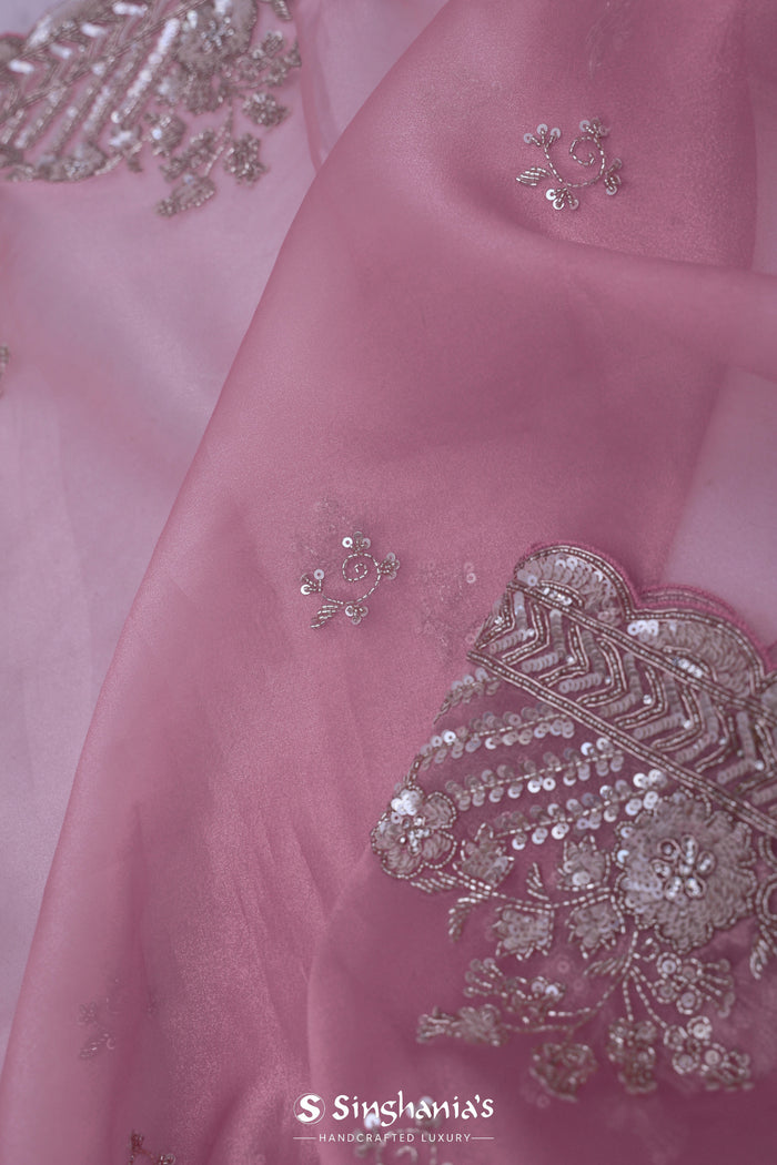 Pastel Baby Pink Organza Saree With Cutdana Work