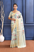 Pastel Blue Embroidered Silk Saree
