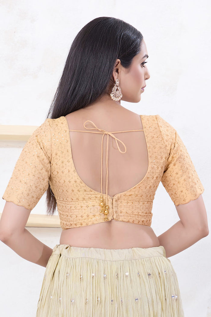 Pastel Gold Tissue Embroidered Blouse