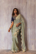 Pastel Green Gota Patti Chinon Saree