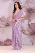 <img>  Organza Saree With Scallop Border