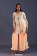 Pastel Peach Organza Cutdana Work Indo-Western Set