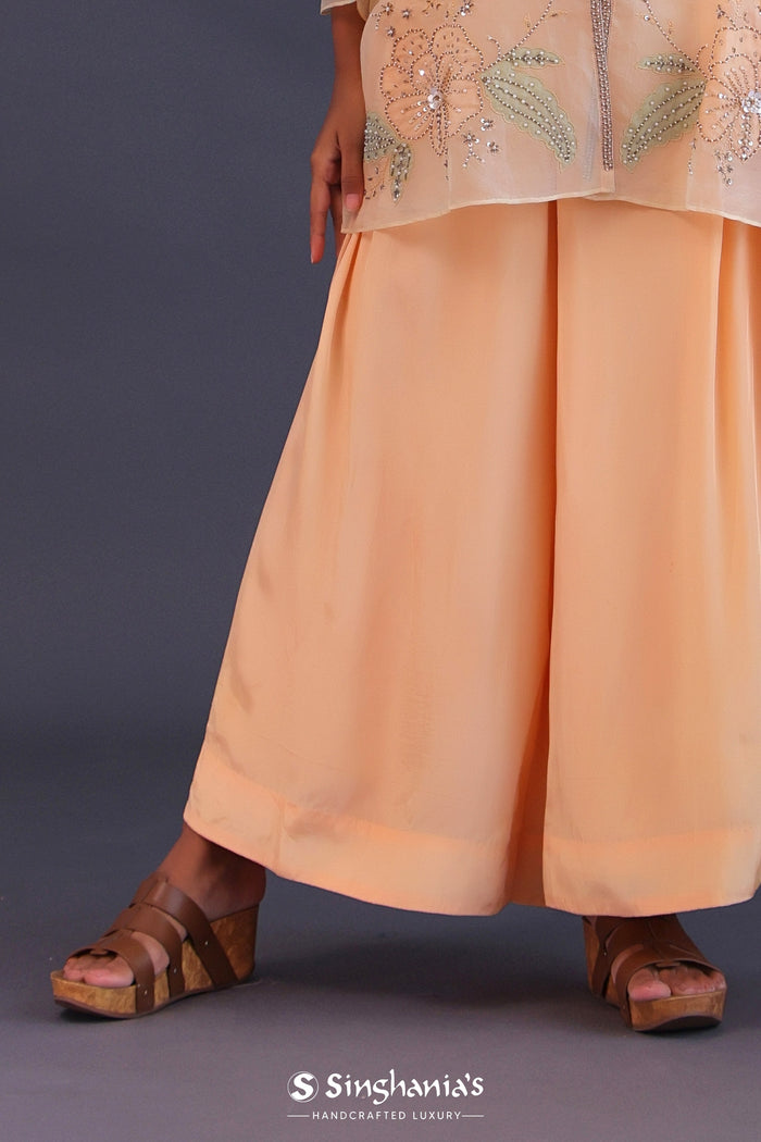 Pastel Peach Organza Cutdana Work Indo-Western Set