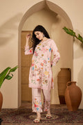 Pastel Pink Floral Cotton Printed Kurta Set