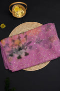 Pastel Purple Floral Printed Organza Saree