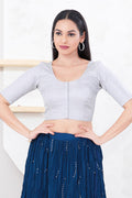 Pastel Silver Solid Tissue Blouse
