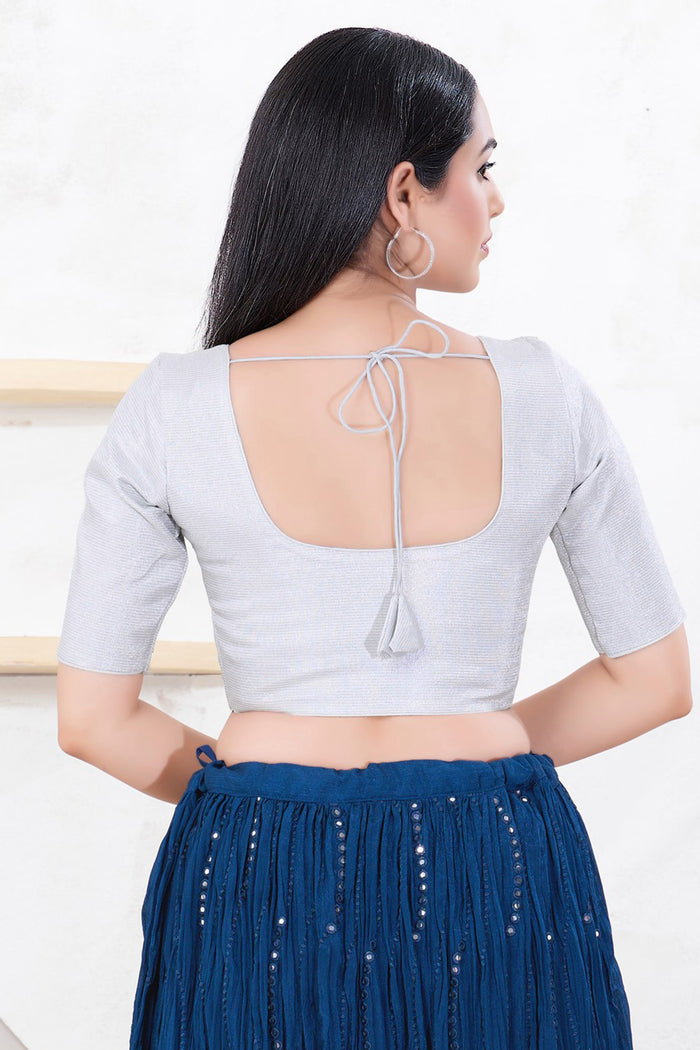 Pastel Silver Solid Tissue Blouse