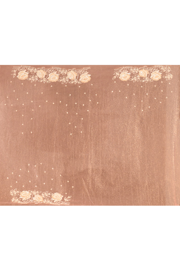 Peach Nectar Butti Tissue Embrodiery Saree