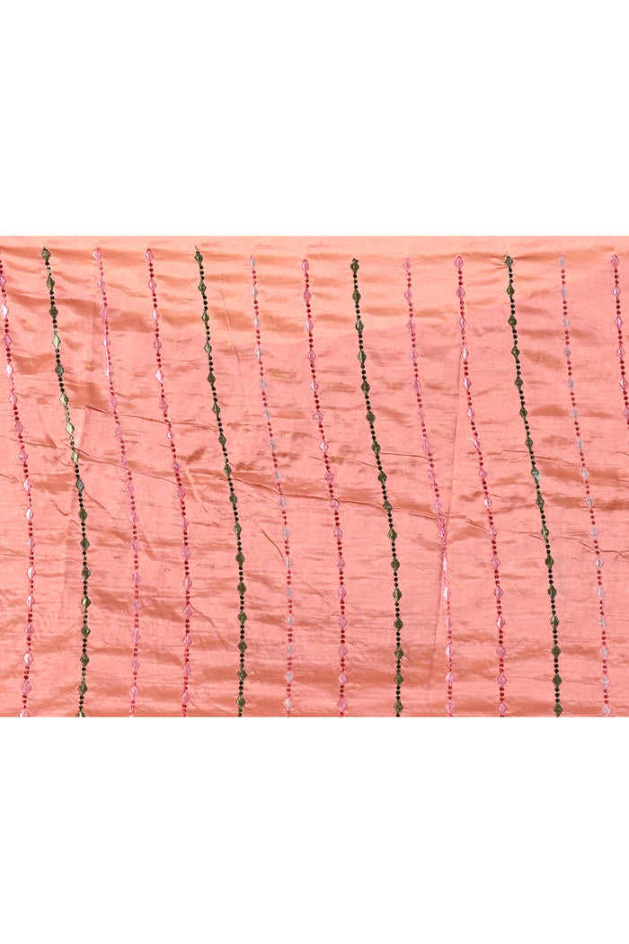 Peach Pink Floral Silk Saree