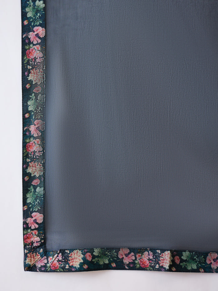 Peacock Teal Floral Crepe Set
