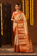 Pearl Ivory Contrast Border Kanjivaram Silk Saree