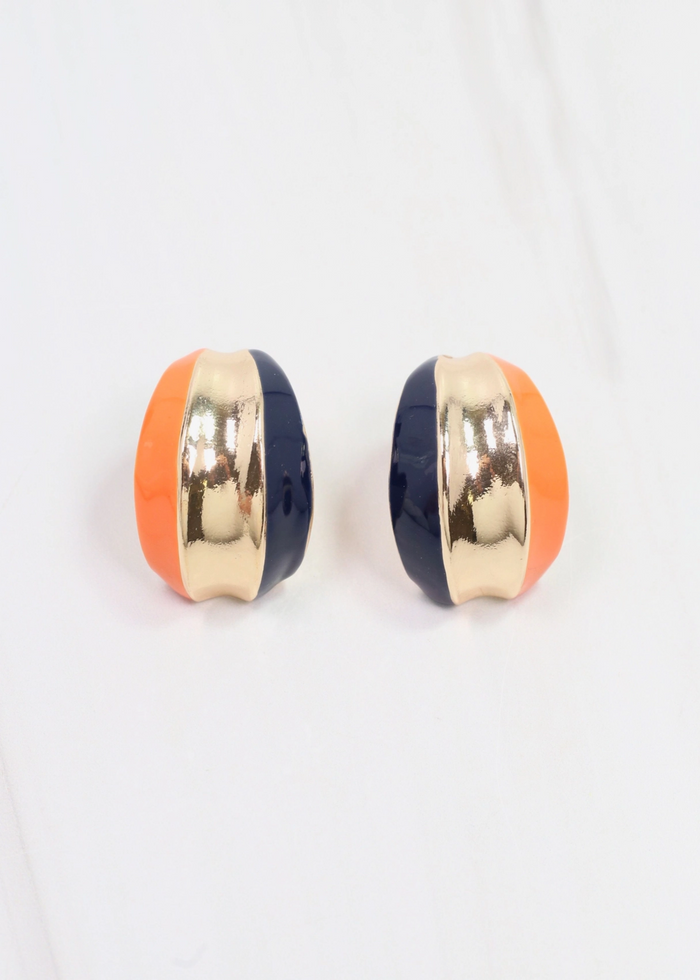 Penney Hoop Earring - Navy & Orange
