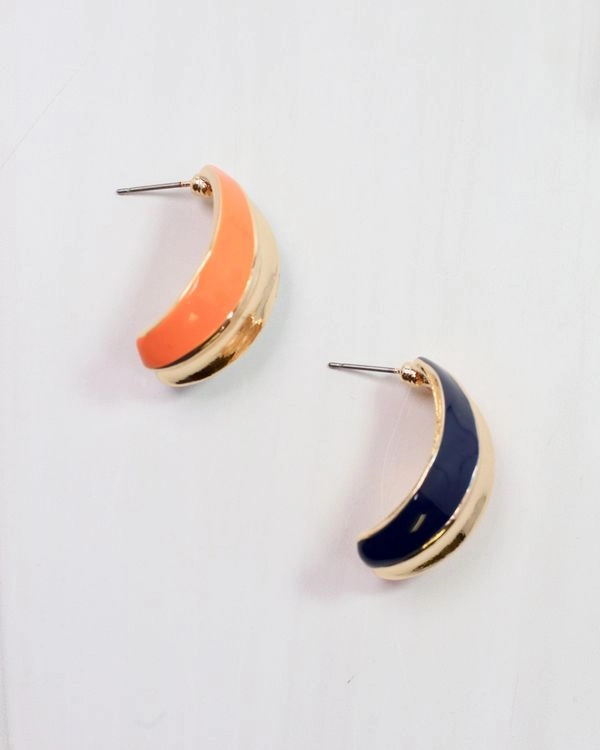 Penney Hoop Earring - Navy & Orange