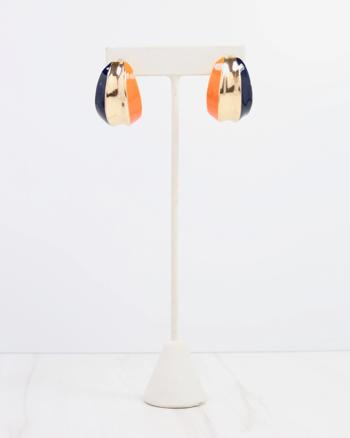 Penney Hoop Earring - Navy & Orange