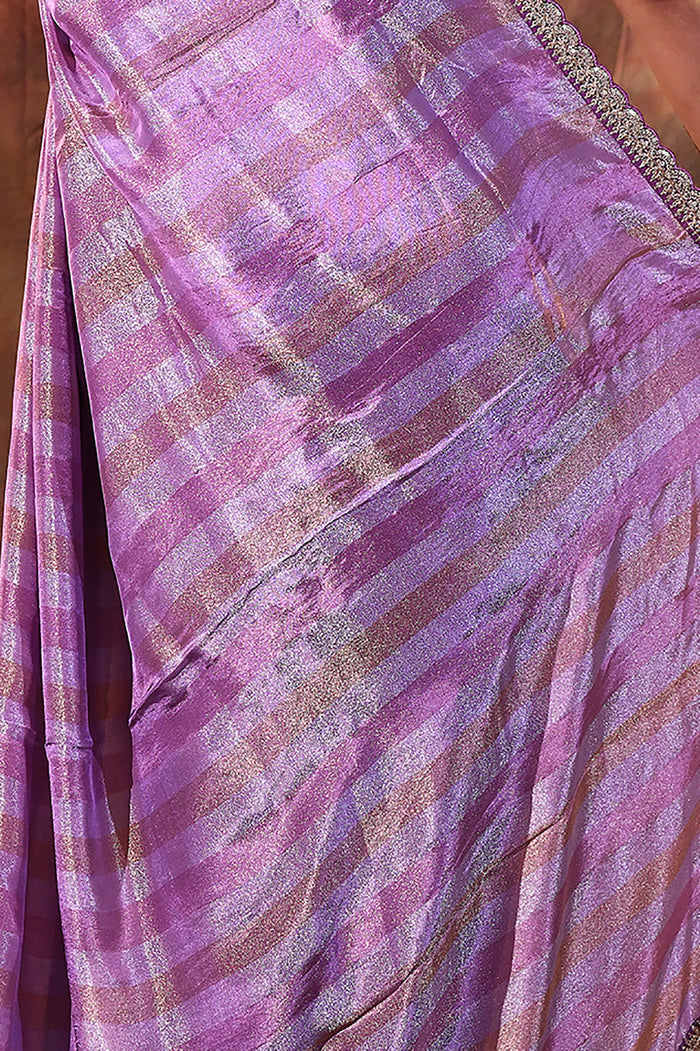 Periwinkle Purple Tissue Silk Saree