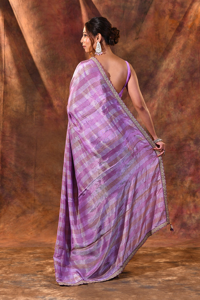 Periwinkle Purple Tissue Silk Saree