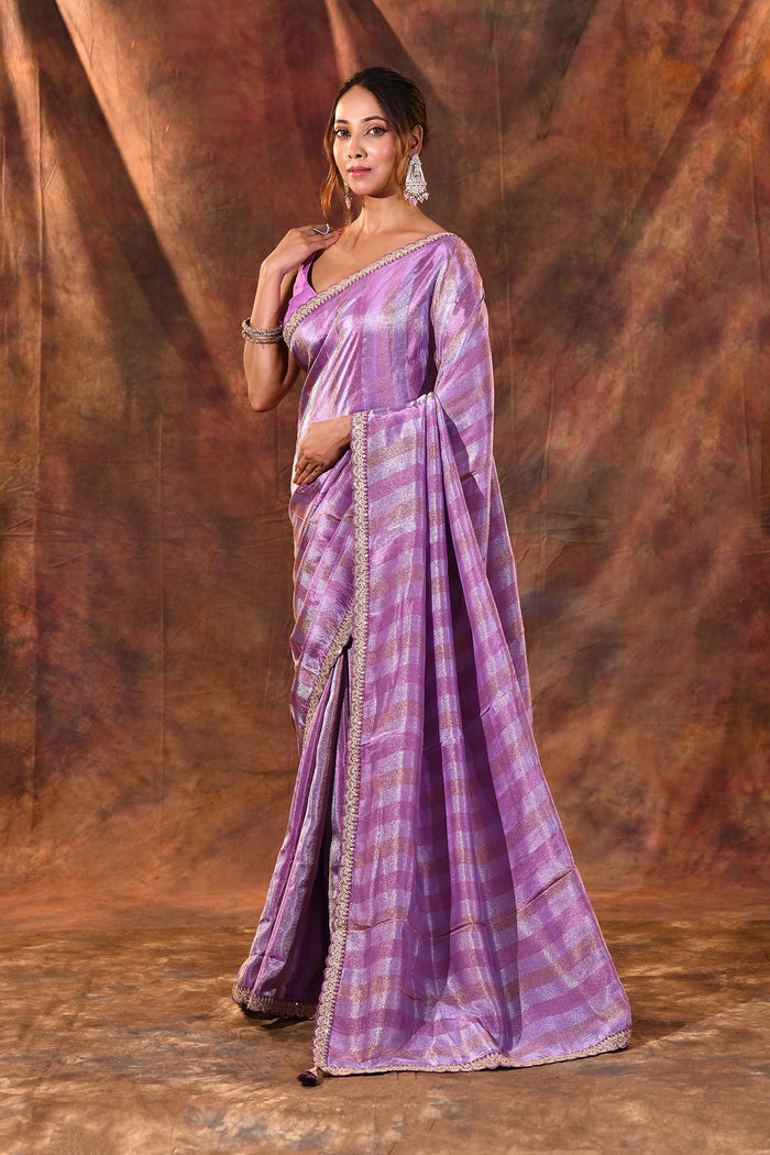 Periwinkle Purple Tissue Silk Saree