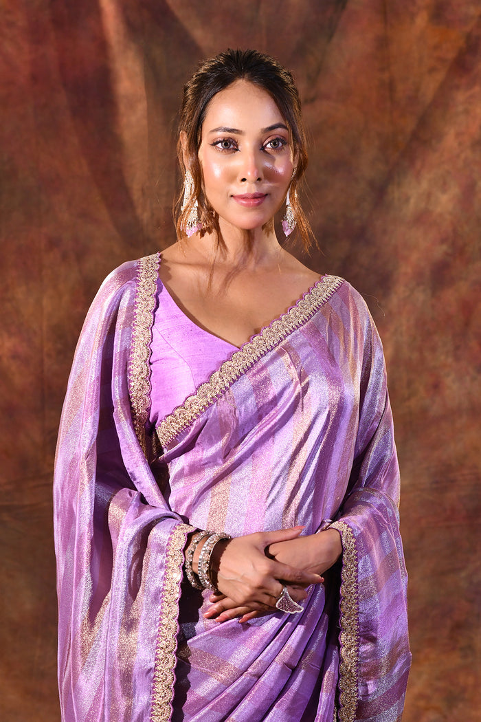 Periwinkle Purple Tissue Silk Saree