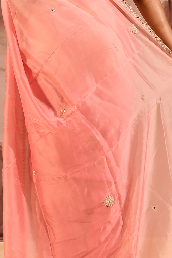 Petal Blush Embroidered Silk Blend Saree