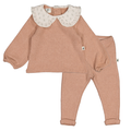 Petit Indi (Made in Spain) - Peter Pan Collar Sweater & Leggings Set - Blush