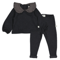 Petit Indi (Made in Spain) - Peter Pan Collar Sweater & Leggings Set - Charcoal