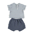 Petit Indi (Made in Spain) - Short Sleeve Tee & Shorts Set - Blue Gingham-Sets-0-3M (3M)-Posh Baby
