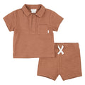 Petit Lem - Collared Tee & Short Set - Sienna-Sets-0-3M-Posh Baby