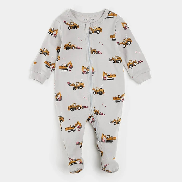 Petit Lem - Organic Zipper Footie - I Dig You-Footies + Rompers (Basic)-3-6M-Posh Baby