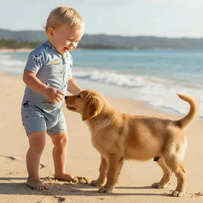 Petit Lem - Swim Romper - Surfing Pups-Swim-3-6M-Posh Baby