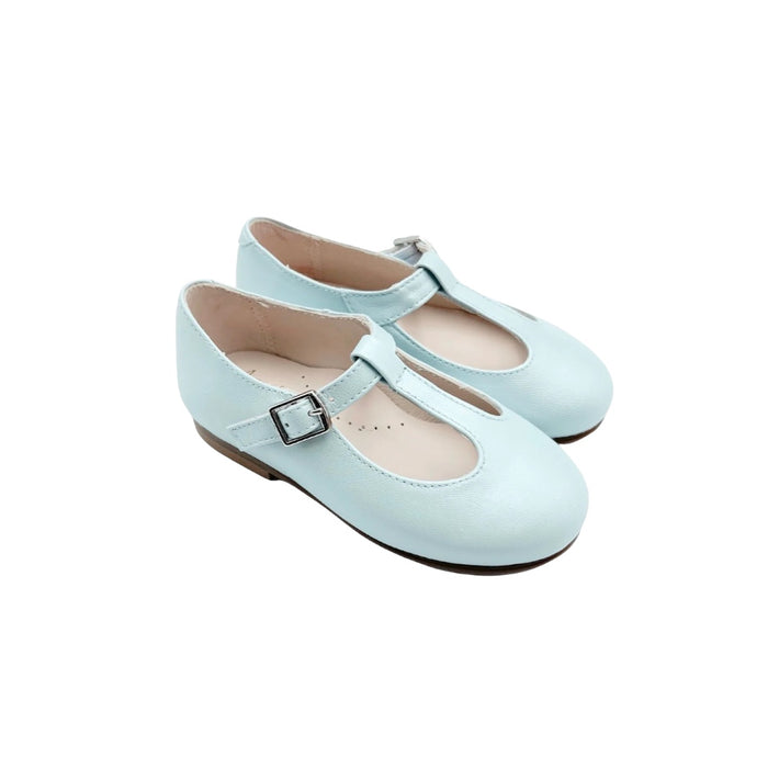 Philippa Blue T-Strap Leather Shoes