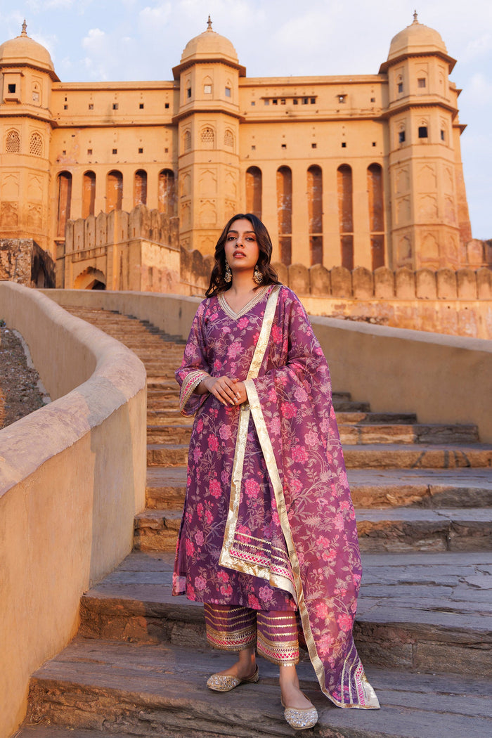 Pink Chanderi Kurta Set