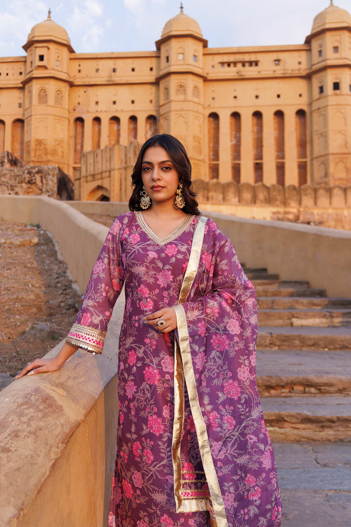 Pink Chanderi Kurta Set