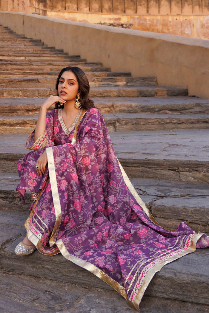 Pink Chanderi Kurta Set