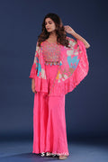 Pink Chinon Crepe Choli Set