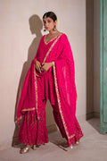 <img> Pink Chinon Gharara Set