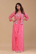 Pink Crepe Silk Indo-Western Set