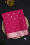 Pink Foil Printed Organza Saree