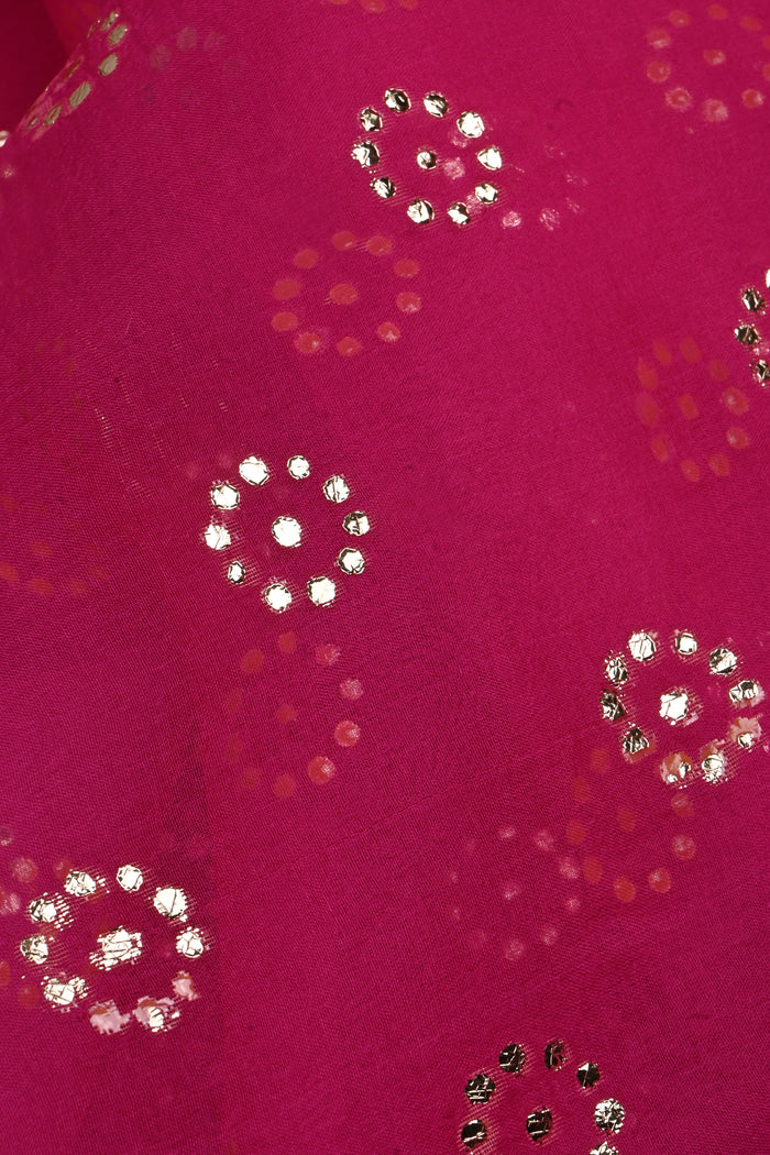 Pink Foil Printed Organza Saree