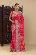 Pink Georgette Saree With Bandhani Design