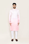 Pink Gradient Satin Silk Kurta Set