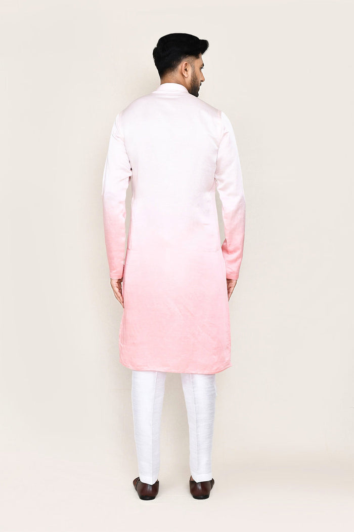 Pink Gradient Satin Silk Kurta Set