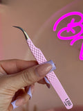 Pink J Curve tweezer