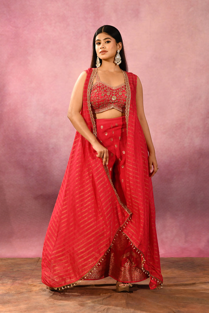 Pink Long Jacket Embroidery Set